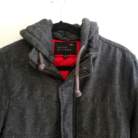 Quiksilver Gray Denim Winter Jacket Sz S - Picture 5 of 15